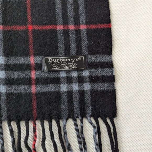 BURBERRY London Vintage Classic Nova Check Knit 100% Lambs Wool Black SCARF - Picture 4 of 6